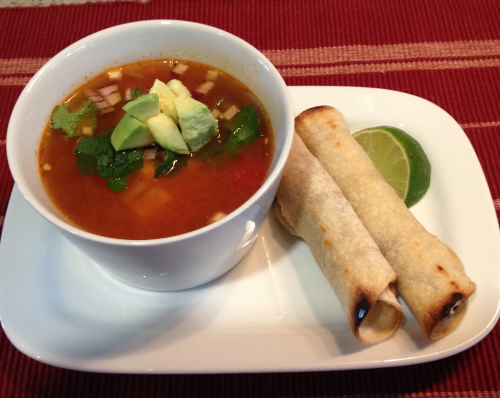 tortilla soup with taquitos