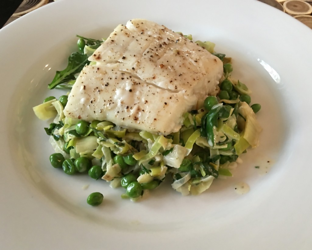 halibut with vegetable and sorrel ragu